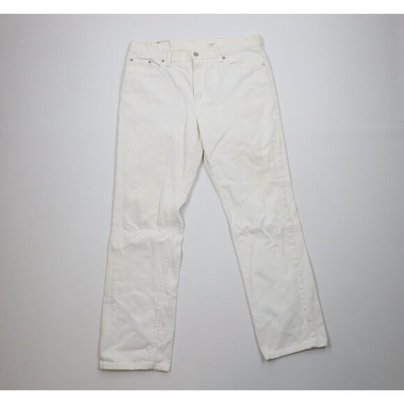 Vtg Y2K 2001 Levis 505 Mens 34x32 Distressed Regular Straight Jeans White USA - Picture 1 of 16